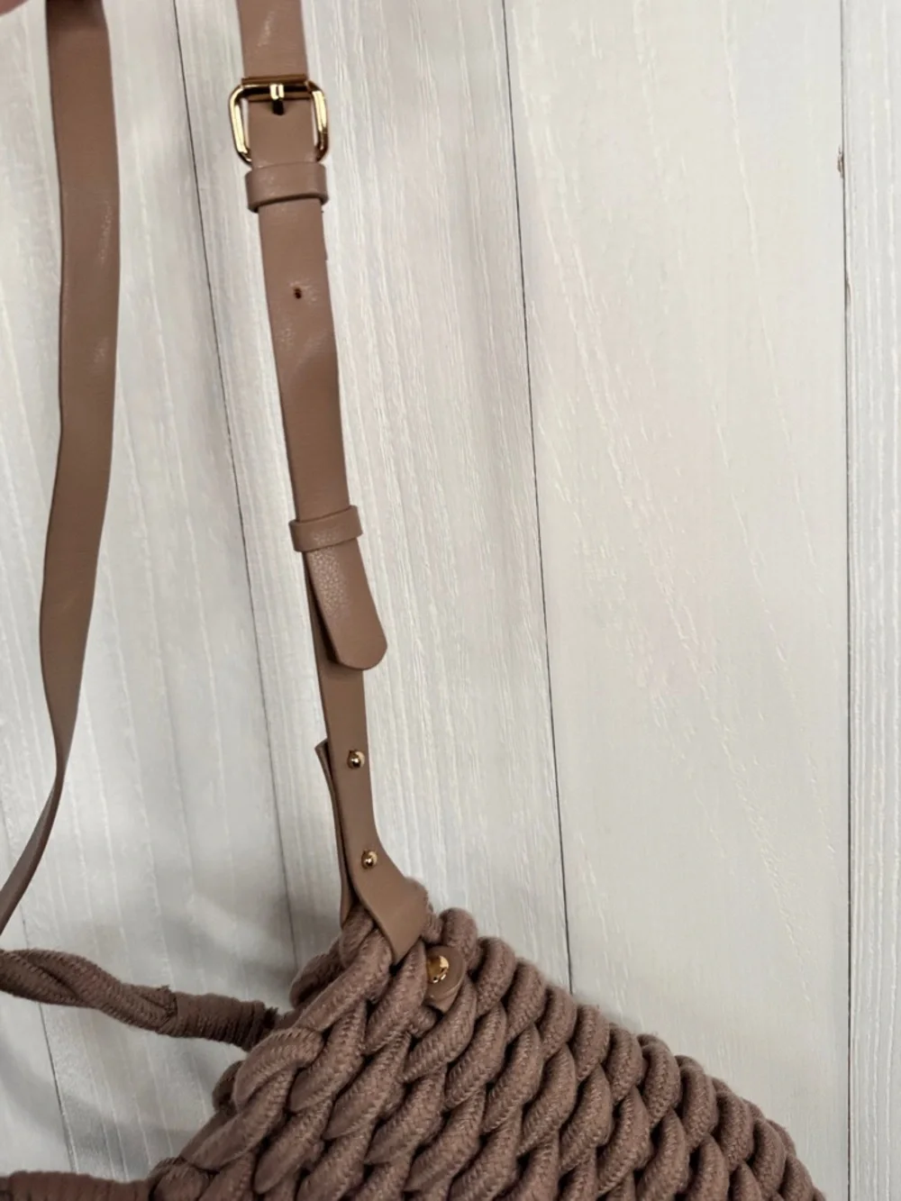 Zara Braided Rope Tote Bag in Taupe